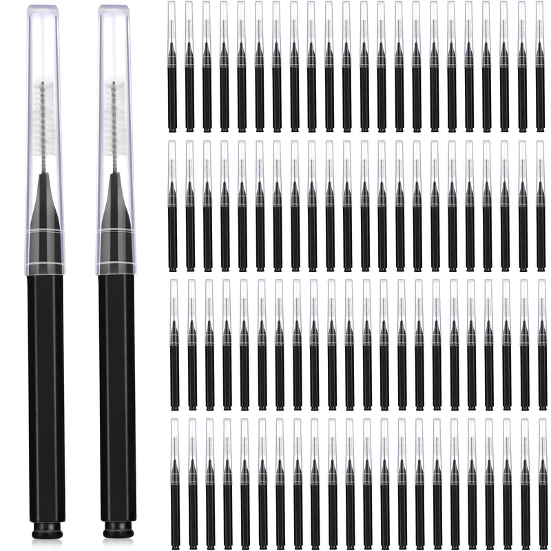 Patelai 100 Pieces Braces Brush for Cleaner Interdental Brush Toothpick Dental Tooth Flossing Head Oral Dental Hygiene Flosser Toothpick Cleaners Tooth Cleaning Tool (Black) Black