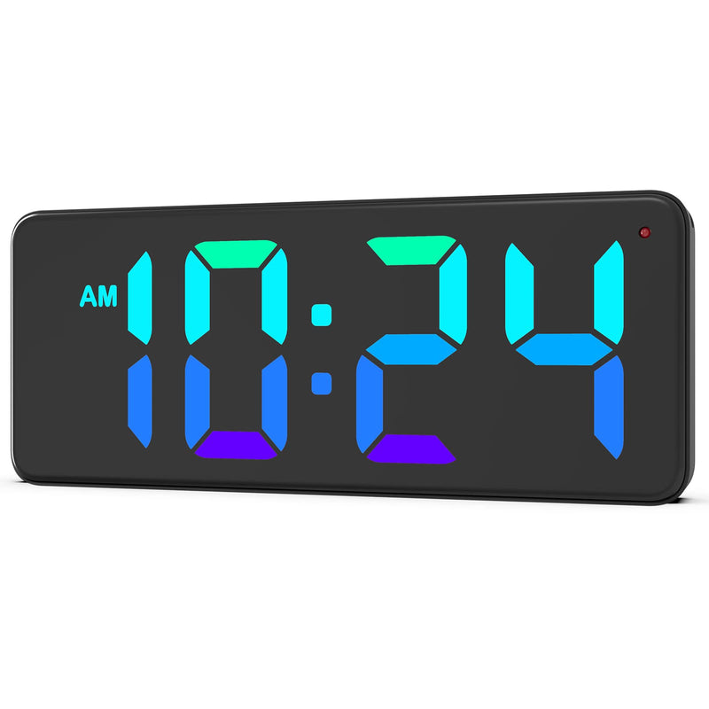 XUANZIT Wall Clock - LED Digital Wall Clock with Dynamic RGB Display, Big Digits, Auto-Dimming, 12/24Hr Format, Small Silent Wall Clock for Living Room, Bedroom, Farmhouse, Kitchen, Office - NewNest Australia