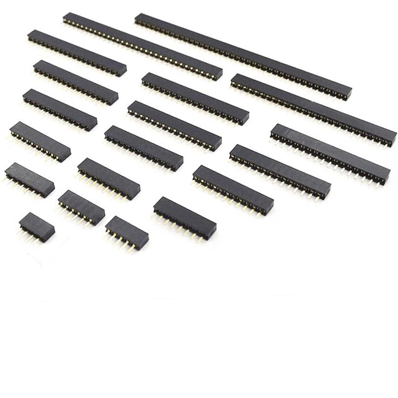 2.54mm 0.1" 1x20Pin Female Socket Pin Row 20P Single Row Straight Female/Male Socket/Pin Header Connectors, Pack of 20 1 x 20Pin Female Socket