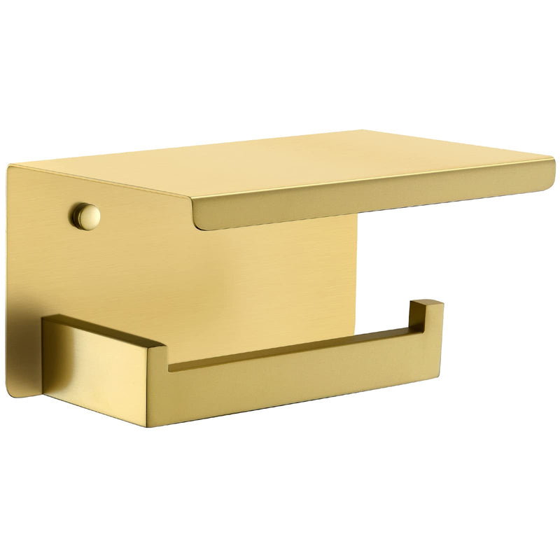 Toilet Paper Holder with Shelf Modern Bathroom Hardware Accessories, Multifunctional Gold Toilet Paper Holder,Stainless Steel Wall Mounting Brushed Gold