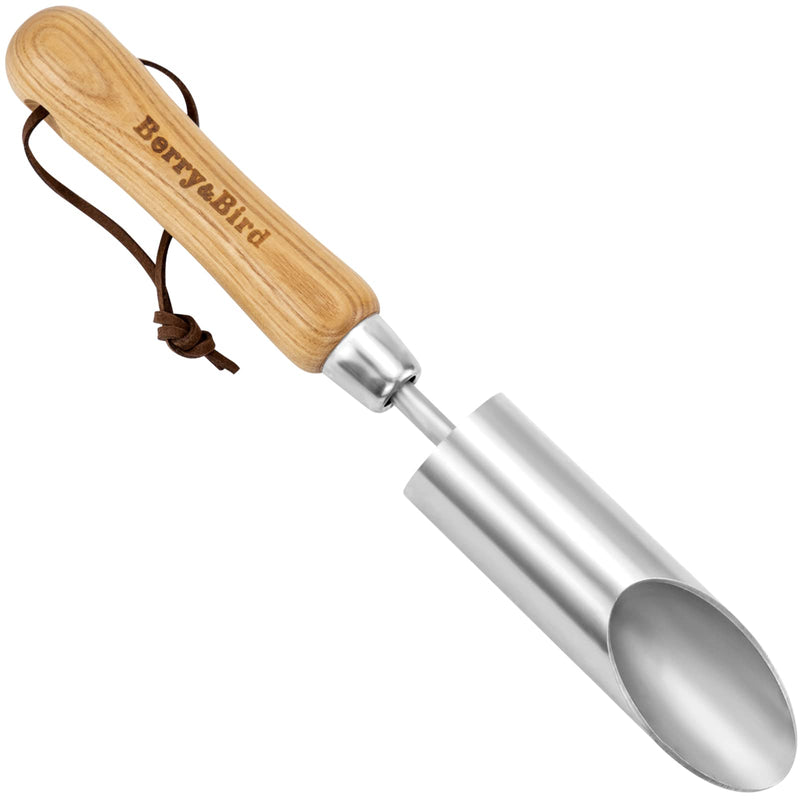 Berry&Bird Bulb Planter Tool, 12" Garden Bulb Transplanter Tool, Stainless Steel Manual Hole Digger with Wooden Handle, Transplanting Agricultural Dibble Tool for Seed Planting & Flower Planter 12" Bulb Planter Tool