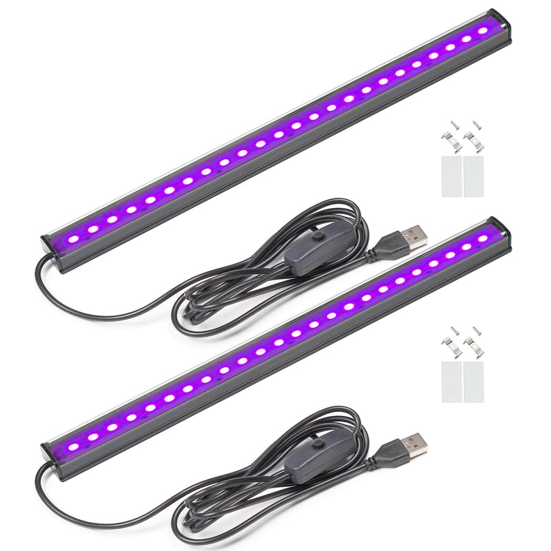 GREENIC USB Black Light Bar, 10W 1ft Upgraded UV LED Blacklight Strip Lights, Small Black Lights for Glow Party, Posters, Tapestry, Room, Bedroom Decor, Body Paint, Halloween Decorations, 2 Pack Modern
