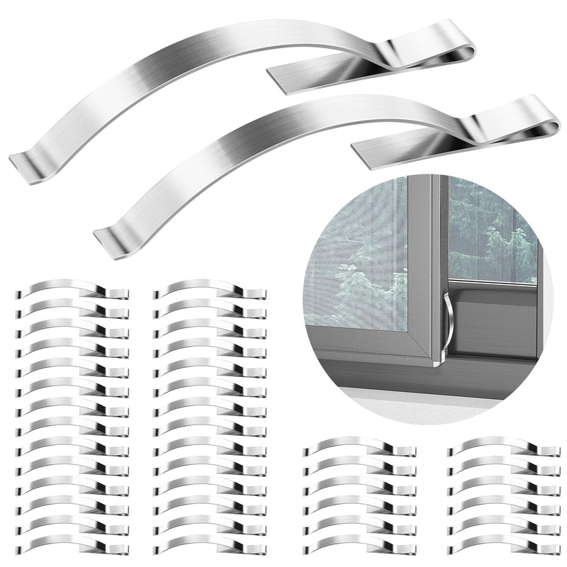 30 Pcs Corner Mount Flat Window Spring Stainless Steel Window Screen Clips, Prevent Screen Windows Shaking 30 Pieces
