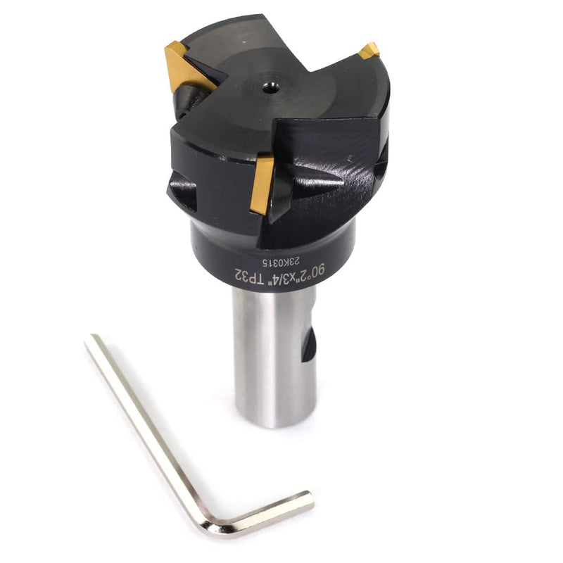 2" Indexable End Mill OSCARBIDE 3/4" Shank 3-3/4" 3 Flutes 90° TP32 | 3 TPCN32PDTR/TPG32 Inserts | For Steel, Stainless, Cast Iron & Aluminum | Rigid Steel Body | Smooth Finish | Long-Lasting