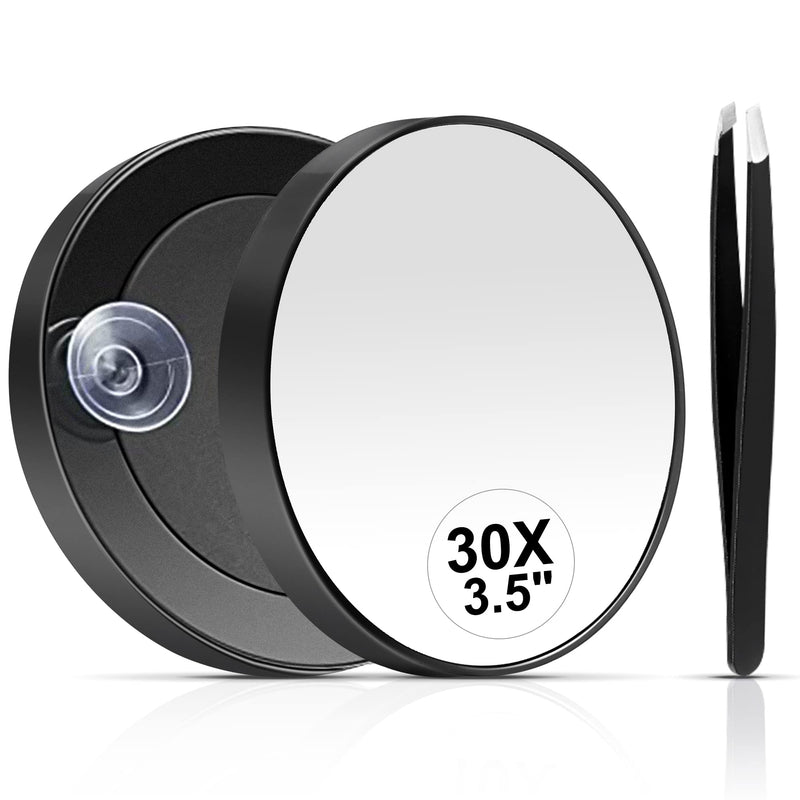 MIYADIVA 30X Magnifying Mirror, Small Magnifying Mirror with Suction Cup and Tweezers, As a Travel Mganifying Mirror, Compact Mirror Set for Plucking Eyebrows 3.5 Inches - NewNest Australia