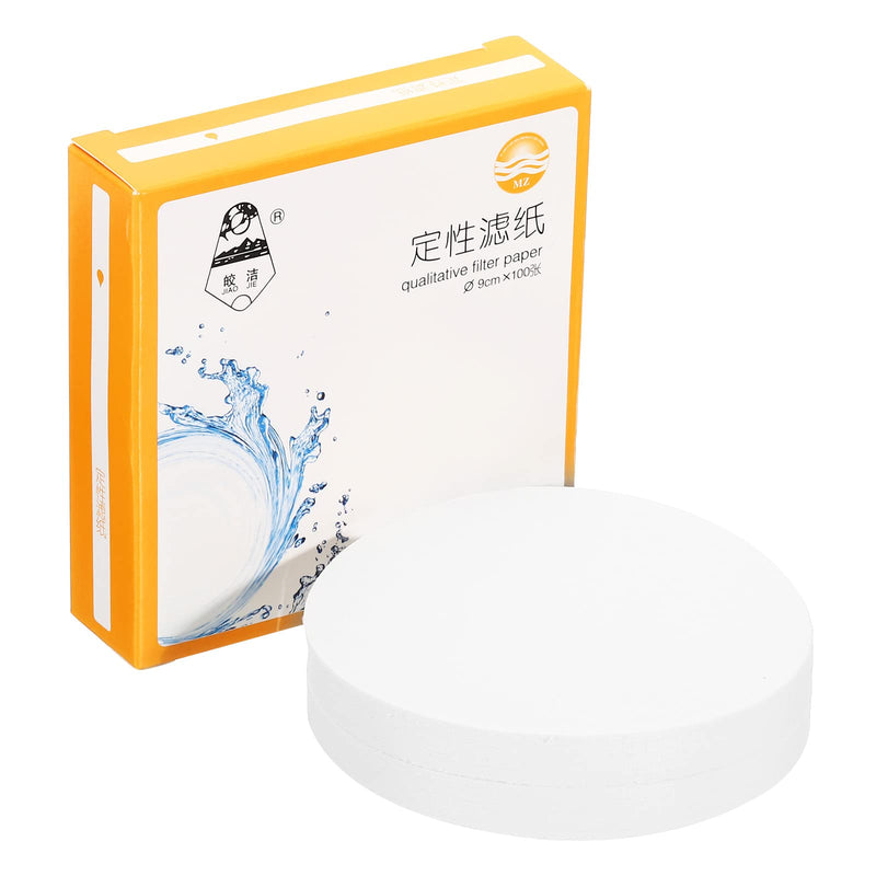 PATIKIL 100Pcs 9cm Qualitative Filter Paper Circles, Fast Speed Round Laboratory Filter Paper Chemical Industrial Oil Testing Funnel Filter Paper