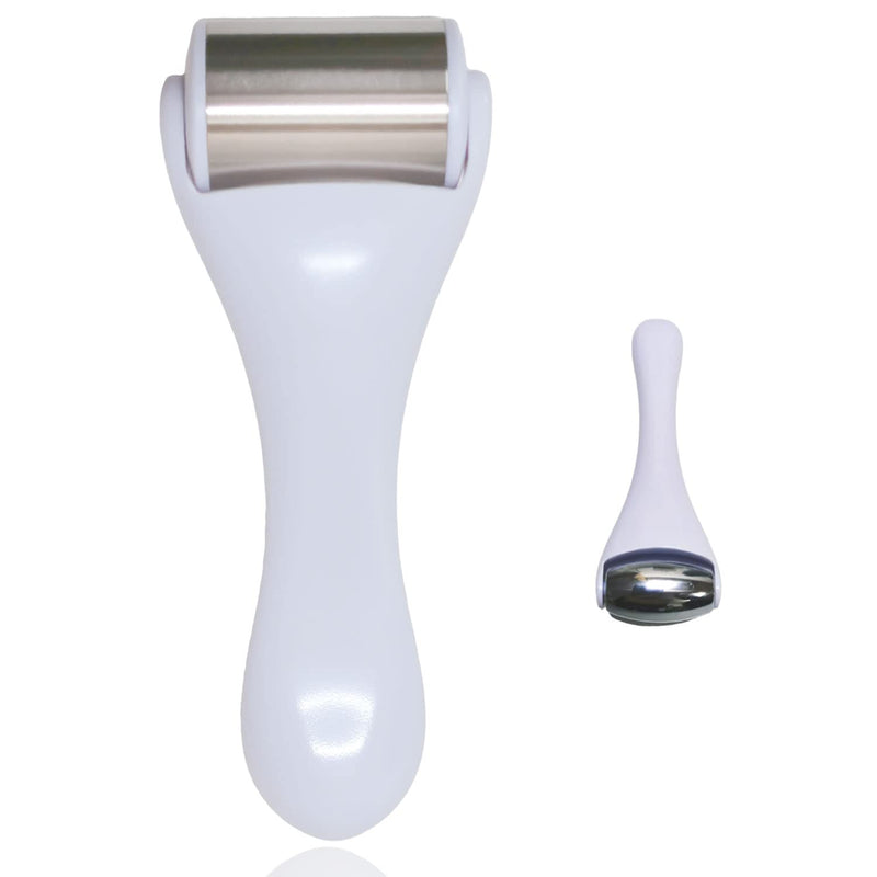 Hysotok Ice Roller for Face, Ice Roller for Face & Eye 2 Pcs, Stainless Steel Face Massager Ice Roller for Puffiness, Migraine, Pain Relief, Mini Ice Roller for Eyes Dark Circles (White) White - NewNest Australia