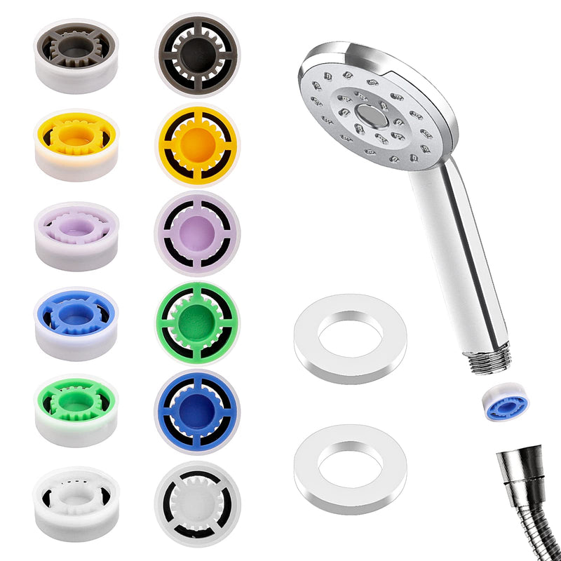 12pcs Shower Flow Reducer Limiter, Shower Head Flow Restrictor Water Saver Low Flow Water Pressure Water Saving Shower Head Adapter for Handheld Shower 1.2 1.5 1.8 2.0 2.5 3.0 GPM