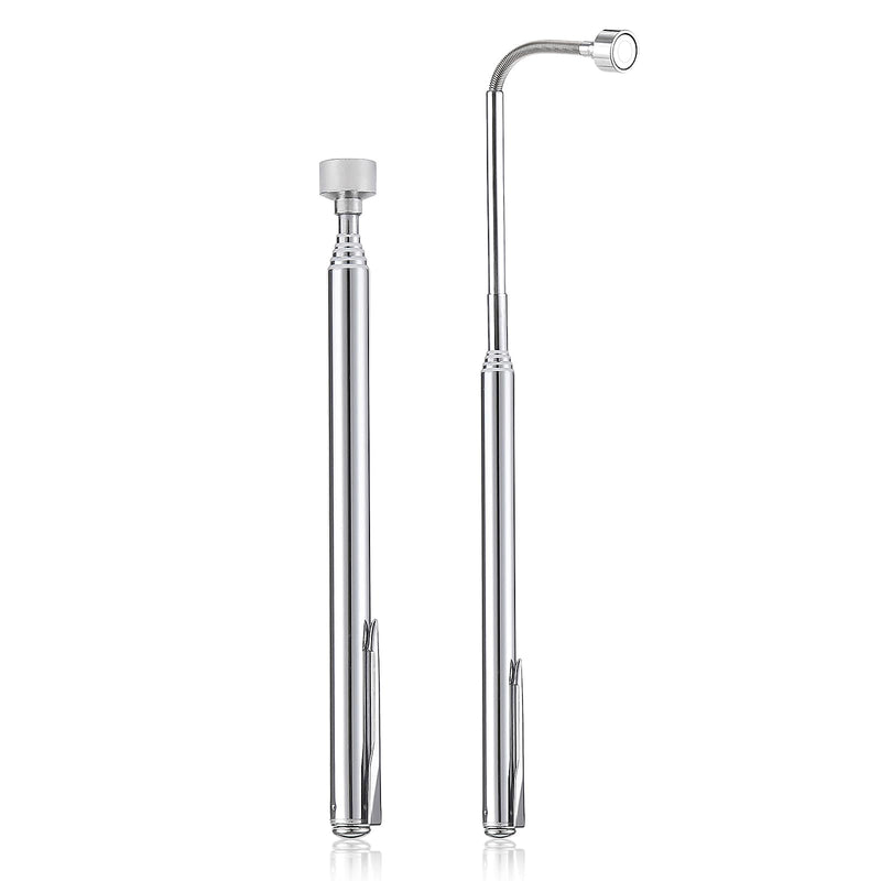 2 Pieces 5 LBS Flexible Magnetic Pickup Tool Set, 23.6" Spring Bendable Extension Pick Up, with Pen Clip Design, Magnet Stick Kit for Men, Birthday, Father's Day, Christmas Gift 2 Pieces Flexible 5LBs