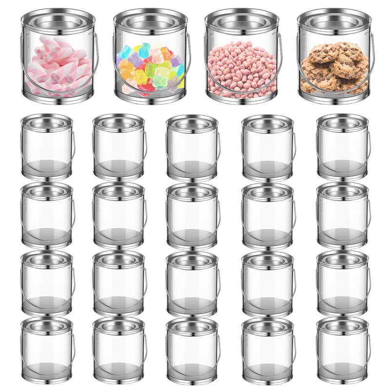 24 PCS Clear Paint Cans Mini Empty Bucket with Metal Lids