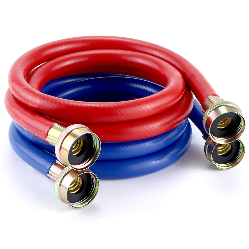 Washer Hoses 4FT,Rubber Washing Machine Hoses 3/4 Washer Machine Hoses 2 packs,Burst Proof Water Supply Lines for Hot and Cold Water Washer Hoses,Universal for All Standard Wash Machines-by MIFLUS Rubber 4foot-Straight