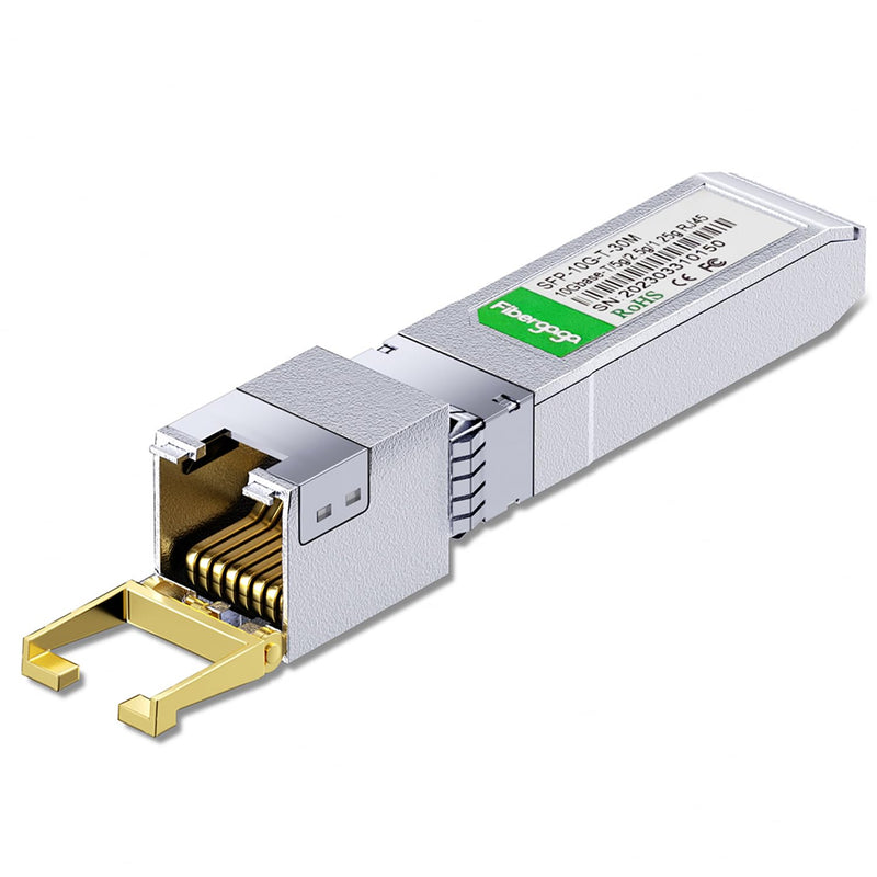 SFP+ to RJ45, 1.25g/2.5g/5g/10G-T Copper Transceiver Module, 10GBase-T SFP+, Compatible for Cisco SFP-10G-T-S, Ubiquiti UniFi UF-RJ45-10G, Mikrotik and More, 100ft/30M, Fibergaga