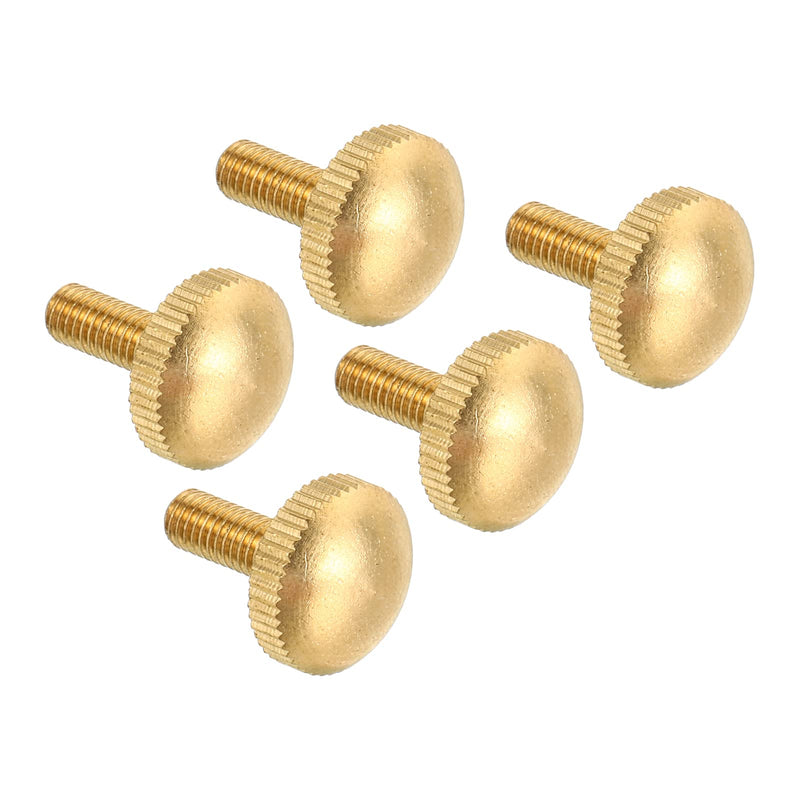 PATIKIL M5x15mm Knurled Thumb Screws, 5 Pack Flat Tip Brass Bolts Grip Knobs Fasteners with Straight Shoulders for Lighting Furniture Electronic Mechanical
