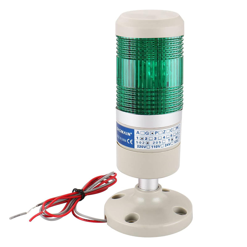Baomain Industrial Signal Light Green AC 110V Column LED Round Tower Light Indicator Continuous Light LGP-502T Warning Light