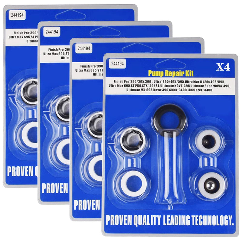 244194 Aftermarket Pump Repair Packing Kit for Airless Paint Sprayer for 390 395 490 495 595 3400 Compatible (4 Pack) 244194 (4 pack)