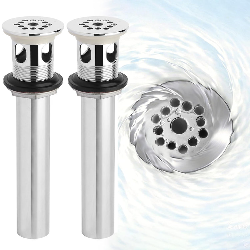 WiseWater 2 Pack Grid Bathroom Sink Drain with Overflow, 1-1/2 Inch Stainless Steel Grid Drain Strainer Assembly, CUPC Certified Replacement Kit Short-Honeycomb grid