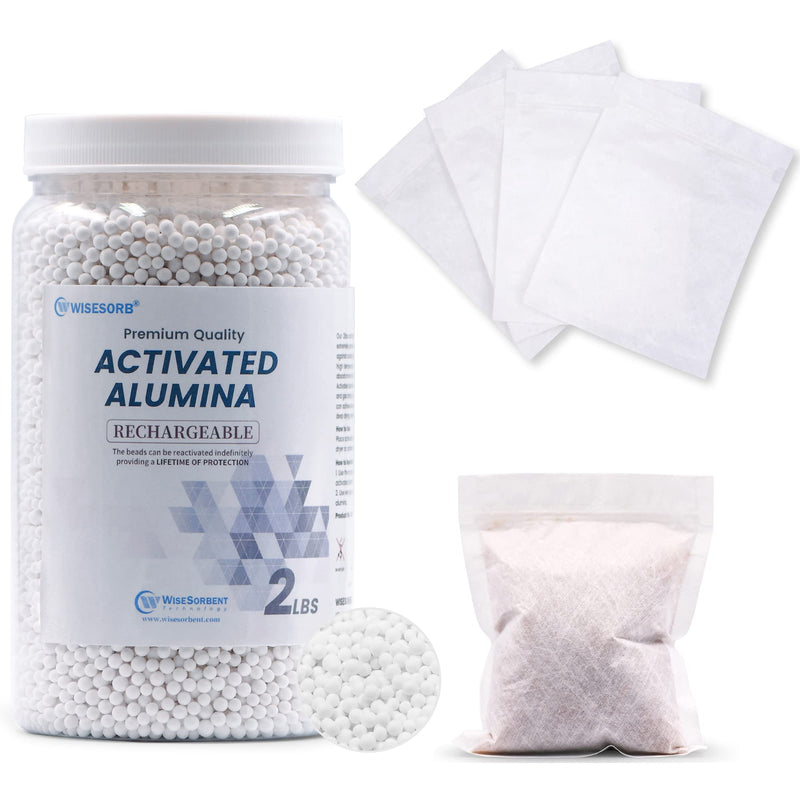 Wisesorb 2 LBS Activated Alumina, Alumina Desiccant, Reusable Desiccant Dehumidifier with 20pcs Resealable Nonwoven Zip Bags