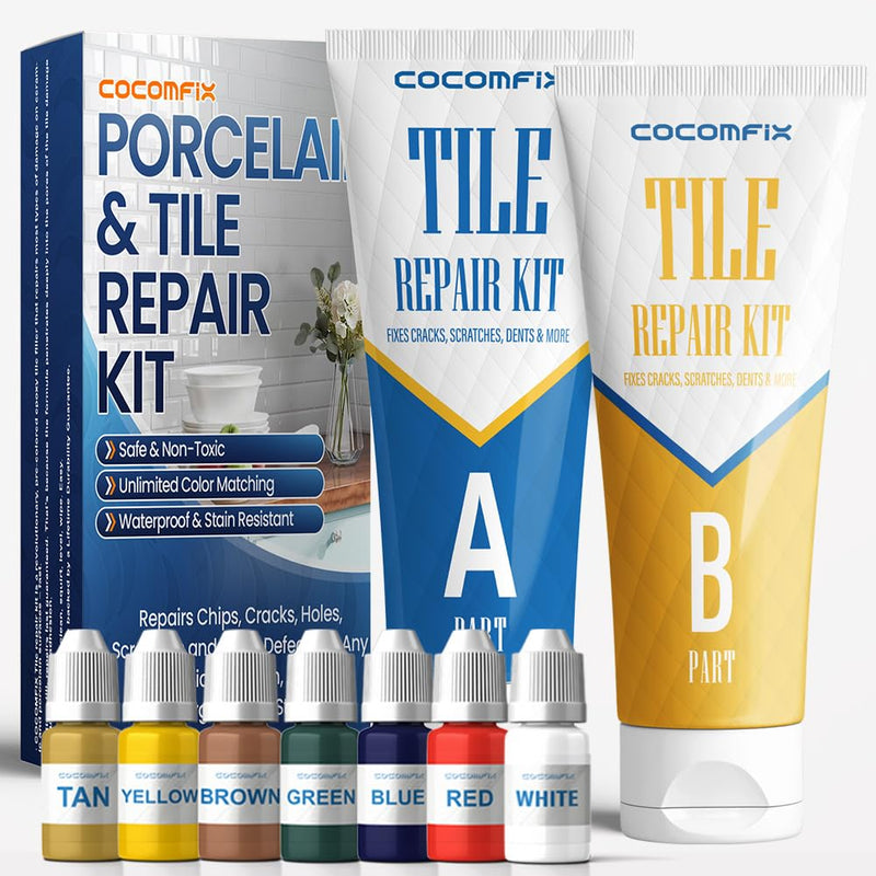 Tile Repair Kit, Ceramic Tile Chips & Cracks Repair Kit(Color Match), Porcelain Tile Repair Kit with Super Strong Adhesion, Fix Chips, Cracks and Holes on Ceramic Tile, Porcelain, Acrylic, Fiberglas No. 03 Color Match - NewNest Australia