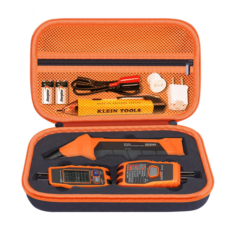 Hard Case for Klein Tools ET310 AC Circuit Breaker Finder Electric Tester & 80041 Outlet Repair Tool Kit & RT250 GFCI Outlet Tester and Accessories Electrical Tools Storage Organizer Bag (Case Only) Black