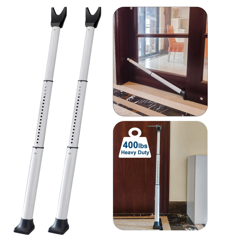 Rerishom Door Security Bar, Door Stoppers Security bar,Heavy Duty Door Lock Security Door Jammer Door Stopper for Apartment, Hotel Room,Screen Door Hardware, Gate Lock Bar, 2 Pack White