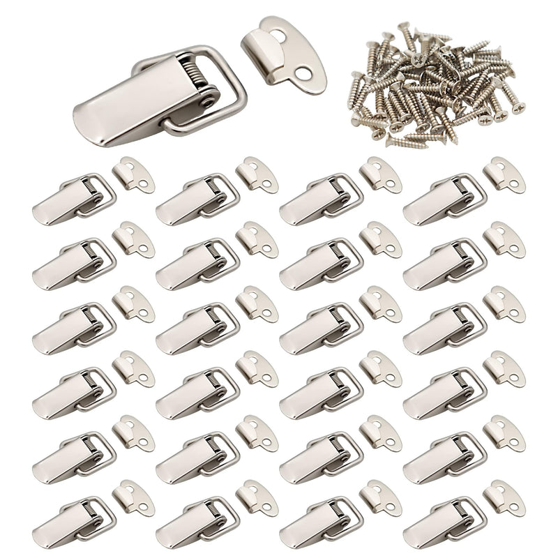 Lesnala 24pcs Small Stainless Steel Spring Toggle Lock with Clasp Buckle Latch for Cabinet Boxes Gift Suitcase Wooden Cases Silver Silver-24pcs