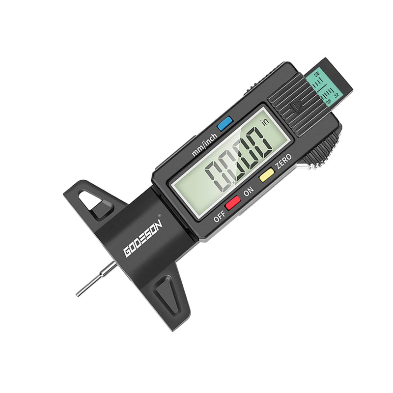 GODESON Tire Tread Depth Gauge,Digital Tire Tread Depth Gauge in 1Inch/25.4mm with Color-Coded Bar, Easy Read Tire Depth Gauge for Cars, Trucks, Motorcycles Digital Tire Tread Depth Gauge