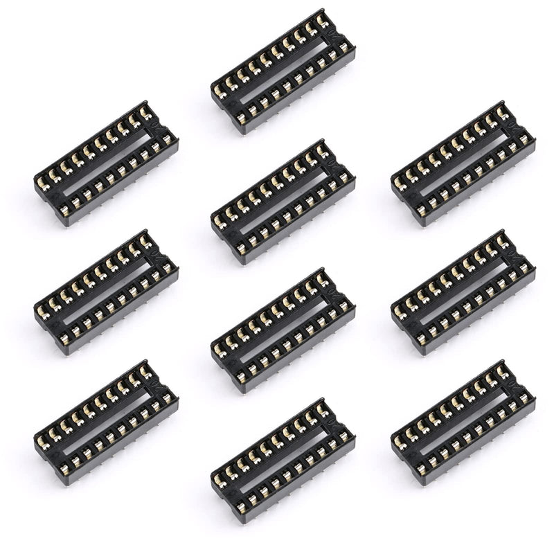 10Pcs 20P IC Socket DIP Integrated Circuit IC Sockets Adaptor Solder Type 2.54mm Pitch Dual Row 20 Flat Pin