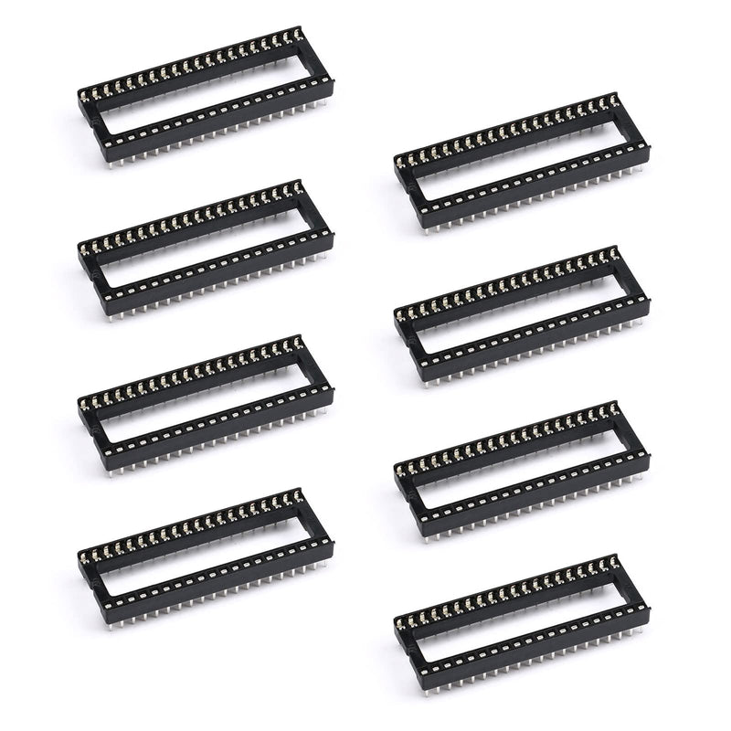 8Pcs IC Socket 40P DIP IC Chip Socket Adaptor 2.54mm Pitch Dual Row 40 Flat Pin 15mm Row Pitch Narrow Body 40P Wide