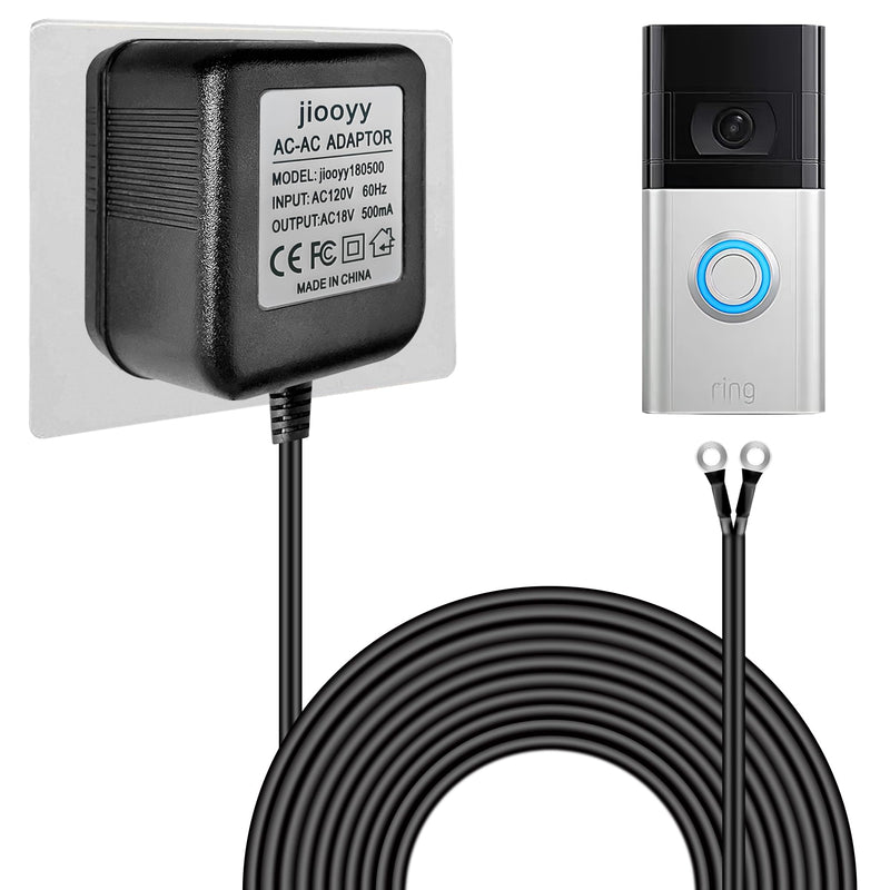 18V500mA Doorbell Transformer - Video Doorbell Power Adapter, for Ring Video Doorbell Pro and Ring Video Doorbell 2, Compatible with Zmodo Smart Doorbell and Nest Hello Doorbell(16.4 ft Black) 16.4 ft Black