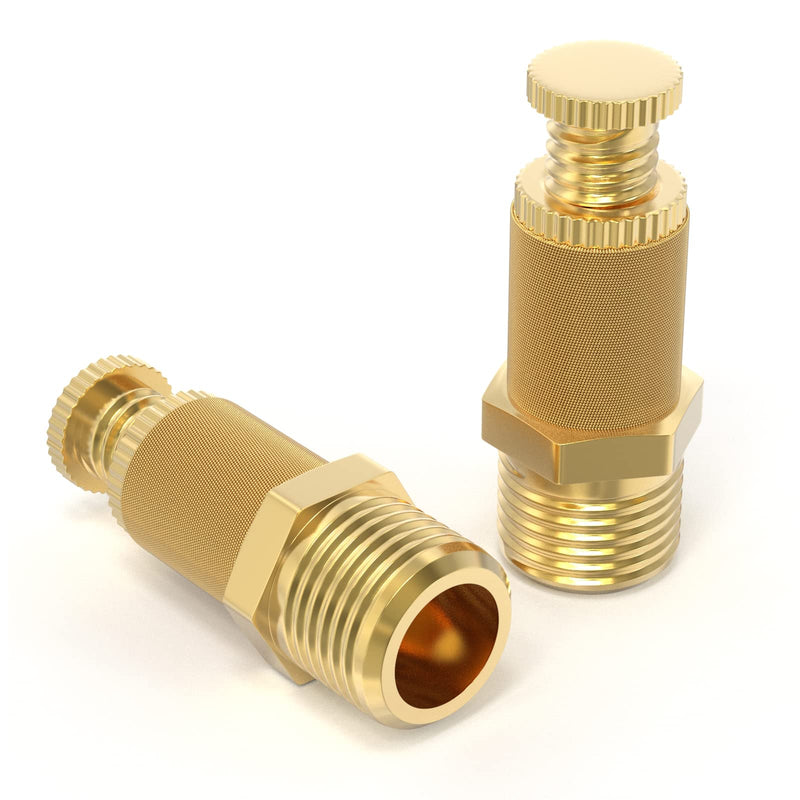 TAILONZ PNEUMATIC 1/4 Inch NPT Air Pneumatic Flow Control Mufflers, Sintered Bronze Exhaust Muffler Brass Body Protruding (Pack of 10) 1/4"NPT Adjustable