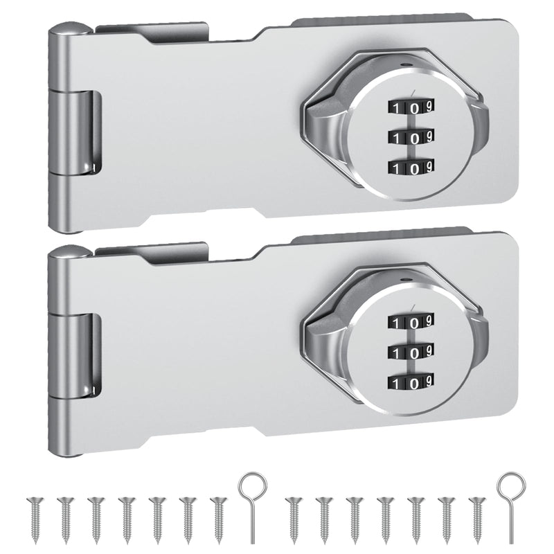 Combination Cabinet Door Lock, Gate Latch Lock with Code, Keyless Security Lock for Gate, Door, Cabinet, Bathroom, Outdoor, Garage, Fence,(Sliver, 2 Pack) Silver