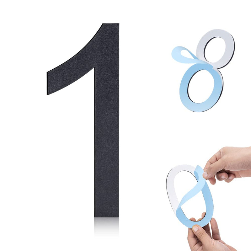 6 Inch Self-adhesive House Numbers,Stainless Steel House Number for Outside,Big Modern House Numbers, Garden Door Address Numbers for House, 911 Visibility Signage (1) 1