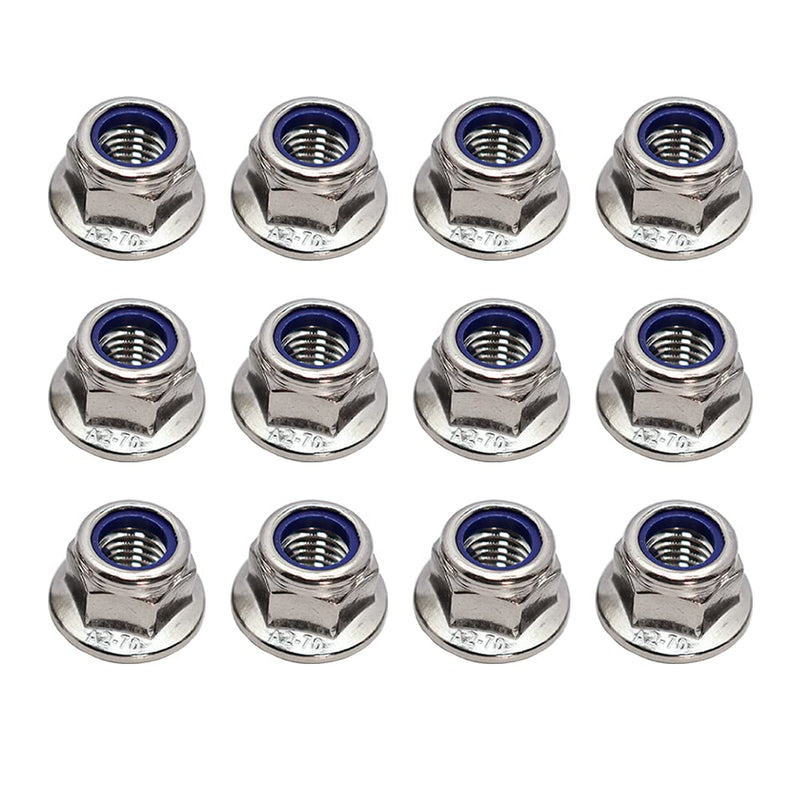 M10x1.5mm DIN6926 Flange Nylon Lock Nuts 12 Pack 304 Stainless Steel Hex Locknuts Full Thread for Industrial Construction Fasteners M10x1.5mm, 12 pcs