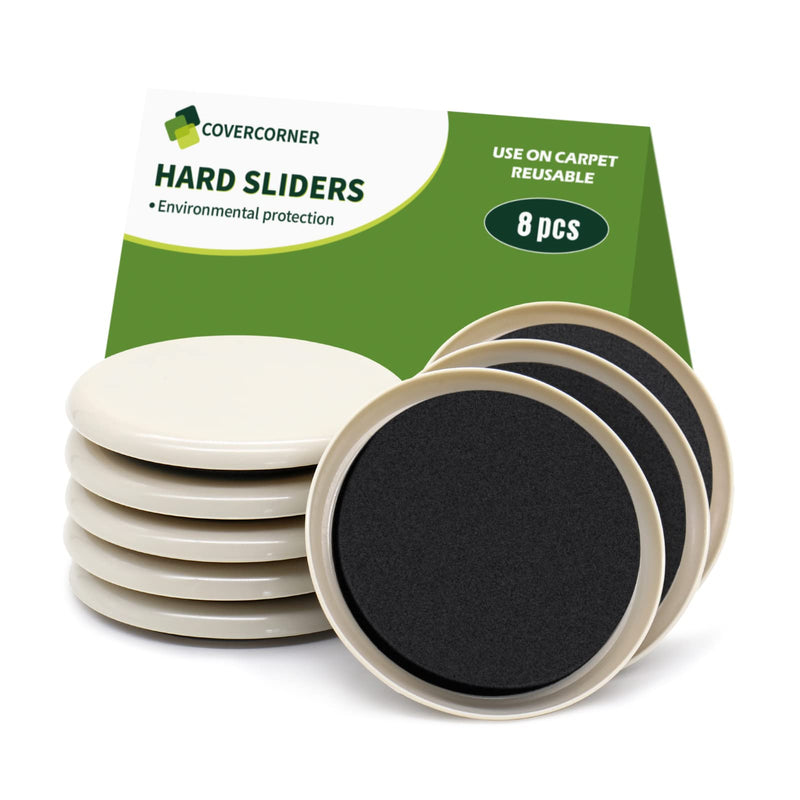 Furniture Sliders for Carpet 8 PCS - 3 1/2 inch Furniture Moving Slider Chair Legs Floors Protectors– Move Your Furniture Easy & Safely(for Carpet) 8 PCS 3 1/2" Beige