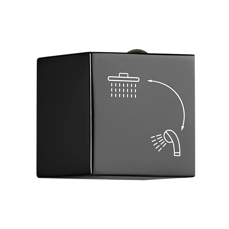 Heyalan Shower Diverter Knob 2 functions Shower Water Flow Converter Square Matte Black