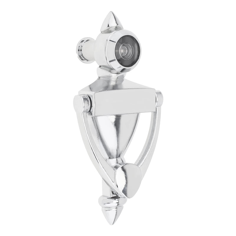 Door Knocker and Viewer, 5 Inch Height Knocker, 180-Degree View Angle Peephole, 9/16 inch Bore, for 1-3/8" to 1-7/8" Thickness Door (5 inch, Brushed Nickel)