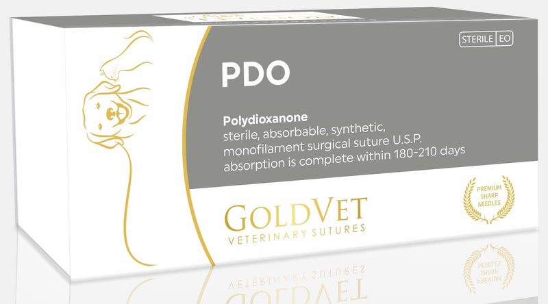 PDO Suture 2-0, 3/8 Round 24mm Reverse Cutting Needle (Comparable to PDS II), 35"