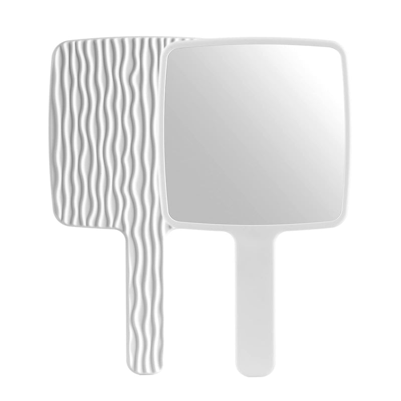 Jasefa Hand Mirror, Handheld Mirror with Handle for Makeup, Portable Cute Hand held Mirror for Shaving, Travel Men & Women(White) Milk White - NewNest Australia
