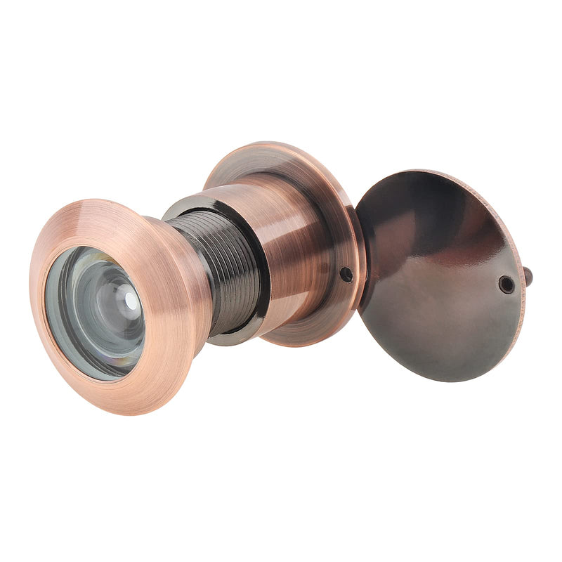 Door Viewer Peephole, Solid Brass 220-degree Peephole for Front Door with Heavy Duty Rotating Privacy Cover for 1-9/16" to 2-1/8" Doors for Home Office Hotel (Red Antique Copper) Red Antique Copper