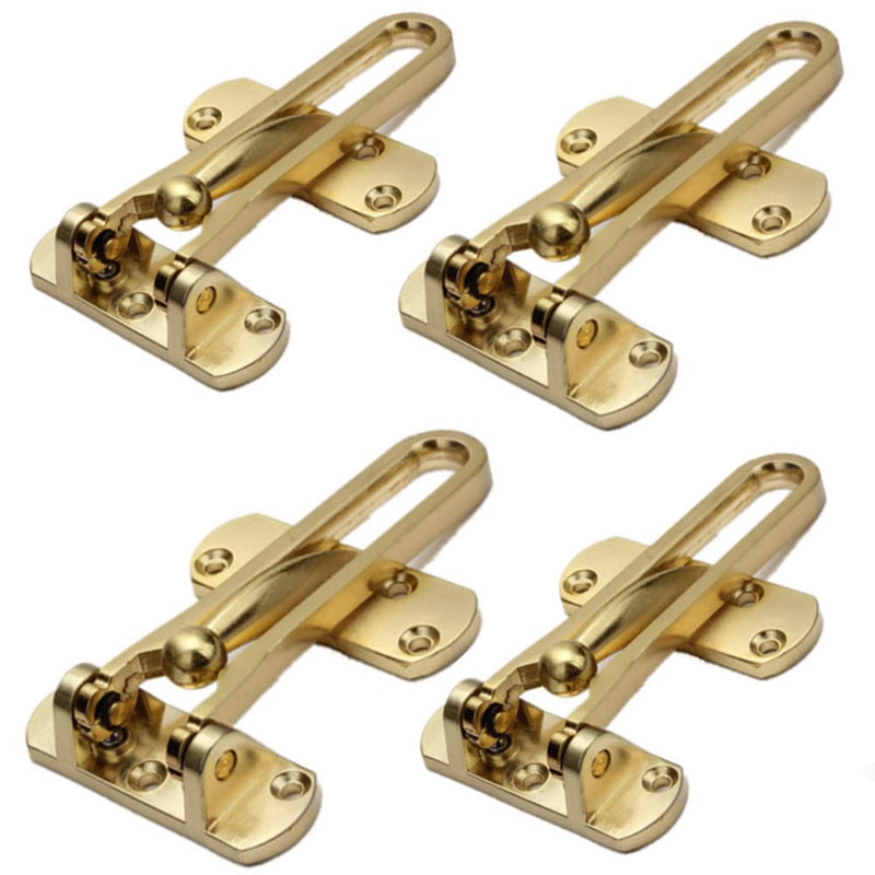 szhdxsy 4 Pcs Home Security Door Lock, Door Reinforcement Lock Swing Bar Lock， Front Door Locks for Kids, Home Reinforcement Lock for Swing-in Doors, Latch Guard Clasp,Solid Security loc, (Golden)