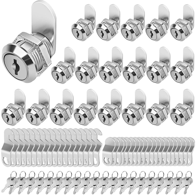 Cabinet Locks with Keys, 5/8" Cam Locks Keyed Alike, Tool Box Lock for Truck Pickup Mailbox Cabinet Cam Lock Toolbox Lock Replacement Set, Zinc Alloy (20 Pack, 5/8 Inch) 20 Pack