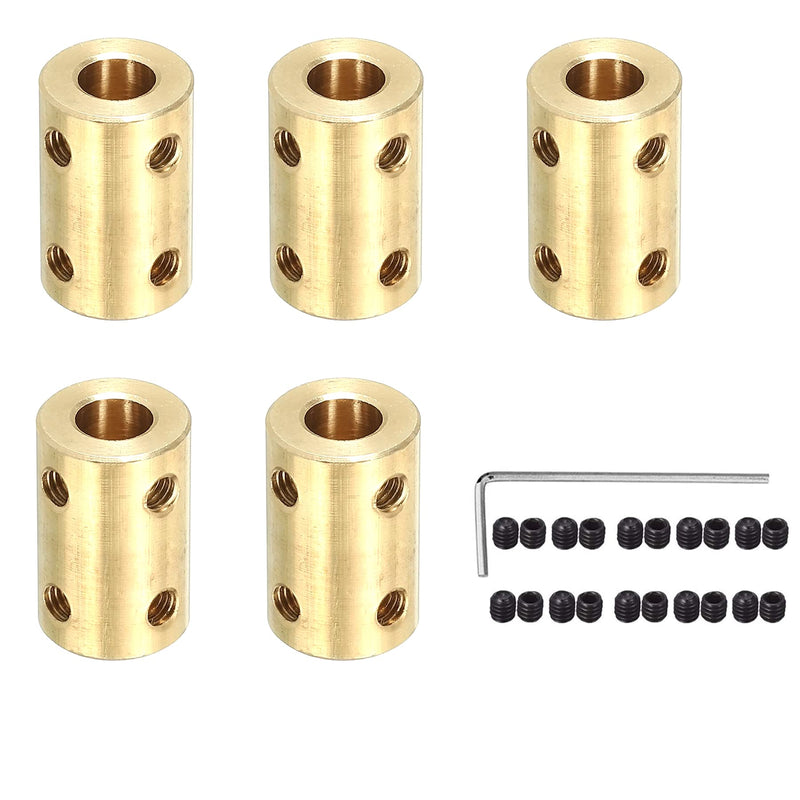 5Pcs 8mm to 8mm Brass Rigid Motor Shaft Coupling Coupler Transmission Connector Sleeve Adapter for RC Boat Car Airplane 3D Printers