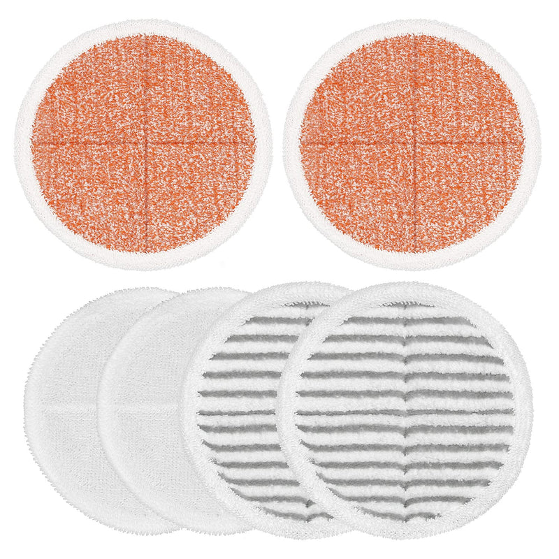 6 Pack Mop Pads Replacement Compatible with Bissell Spinwave Mops 2124 2039 2037 2039A Series Steam Mop Pads for Bissell Spinwave Hard Floor Cleaning Kits 2 Soft Pads, 2 Scrubby and 2 Heavy Scrub Pads Bissell Spinwave- 6 Pack(2 White+ 2 Gray+ 2 Orange)