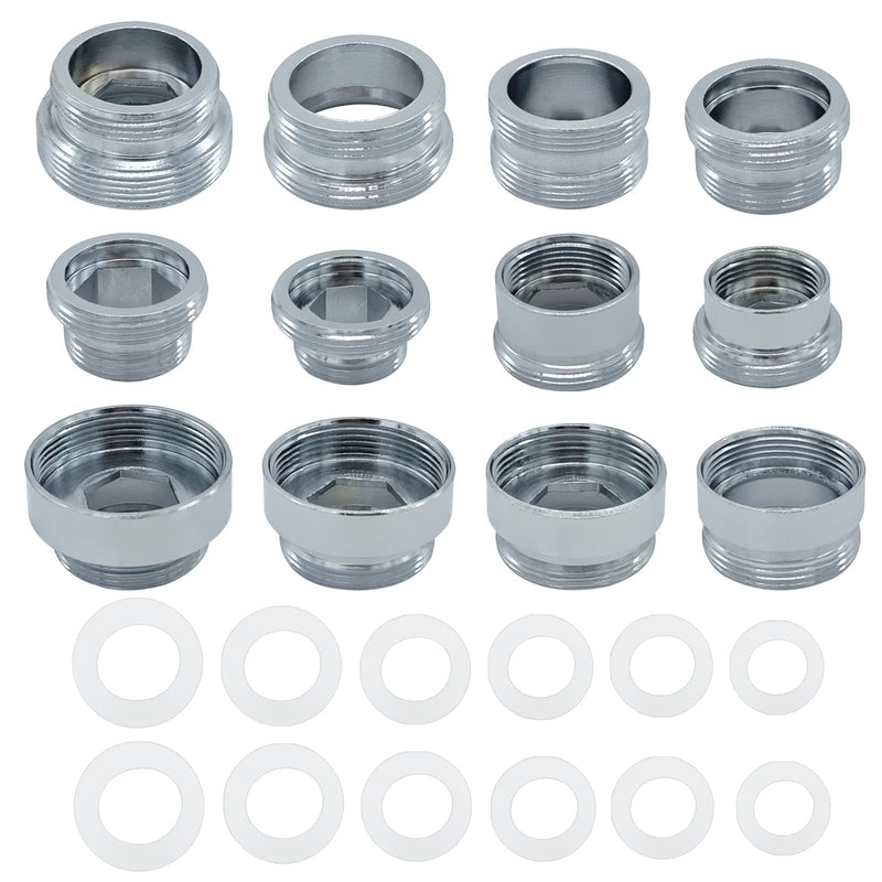12 Pieces Faucet Adapter Kit Kitchen Aerator Adapter Male To Female,Male To Male Faucet Adapter Water Hose Adapter(Faucet Adapter Various Sizes)