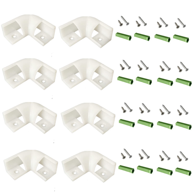 8-Pack 16MM Wide V Shape LED Strip Channel 90 Degree White Connector,Under Cabinet 45 Curved Cover profile Corner Kit,Inner Right Angle Turning link Solution With Mounting Kit (White)