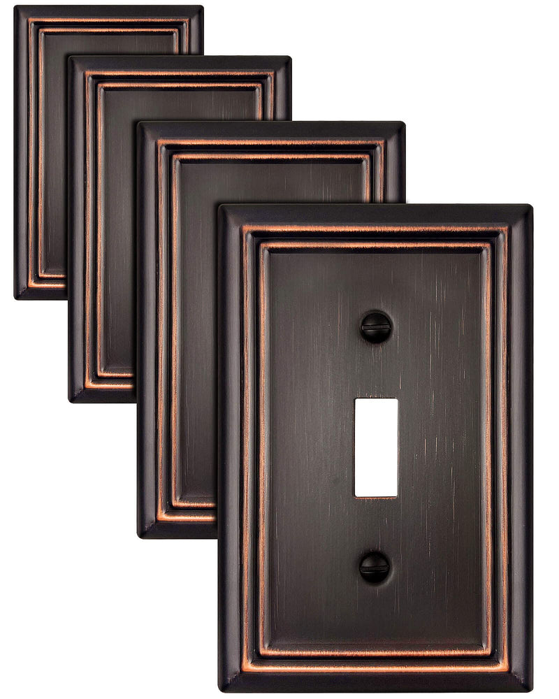 4-Pack Single Toggle Wall Plate, Decorative Aged Bronze Light Switch Cover, Metal Switch Plate Cover, 3.15''*4.88'', Midsize 1 Toggle 4PK - NewNest Australia