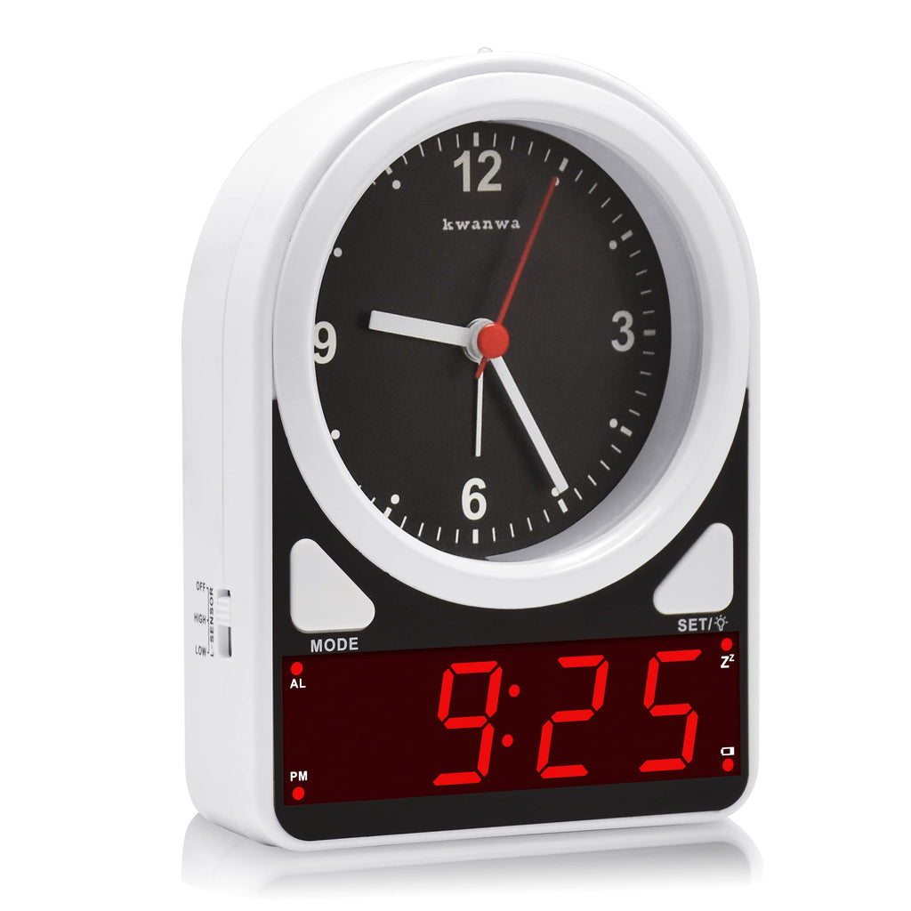 KWANWA Alarm Clock, 2 in 1 Analog Clock & Digital Clock, Light Sensor LED Clock, Battery Operated Only, Snooze, 12Hr, Alarm Clock for Bedroom, Living Room, Bookshelf, Kids, Elderly, Easy to Set - NewNest Australia