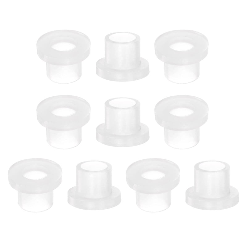 HARFINGTON 10pcs Flanged Sleeve Bearings 6mm Bore 8mm OD 8.1mm Length Nylon Bushings for Shaft, White 6mm x 8mm x 8.1mm
