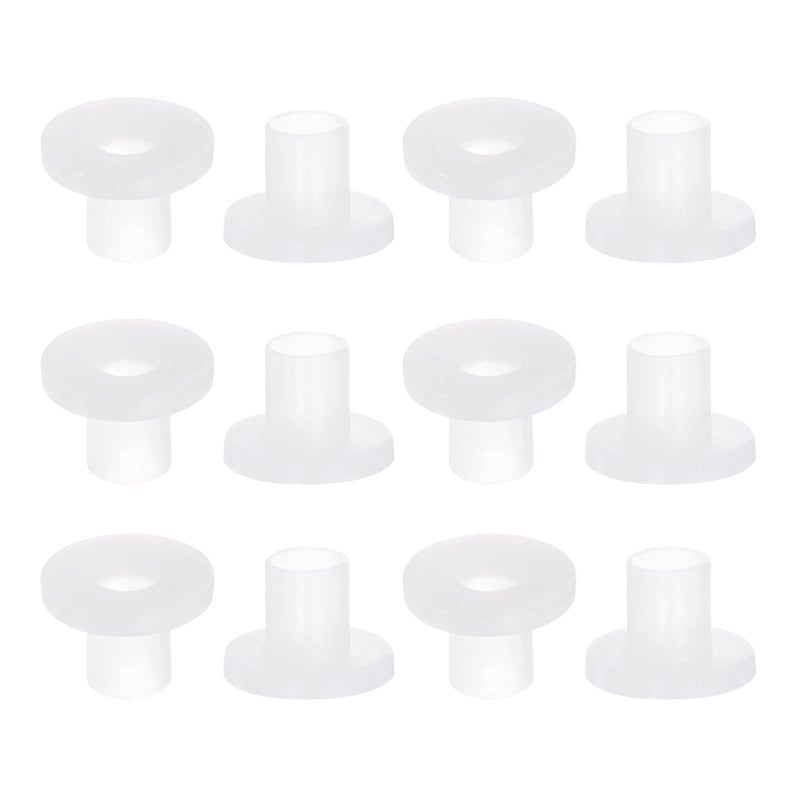 HARFINGTON 12pcs Flanged Sleeve Bearings 4mm Bore 5mm OD 7mm Length Nylon Bushings for Shaft, White 4mm x 5mm x 7mm
