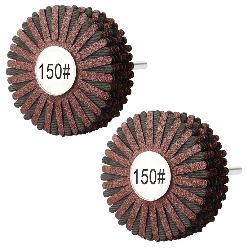 Rocaris 2 Pack Abrasive Flap Wheel -150# Nylon Sanding Wheel Brush Abrasive Grinding Head with 1/4 Inch Shank for Woodworking Root Carving Furniture Polishing and Removing of Rust/Corrosion/Paint. 2 Pcs(150#)